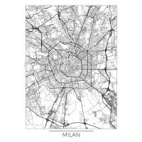 Mapa Milan, Hubert Roguski, 30 × 40 cm