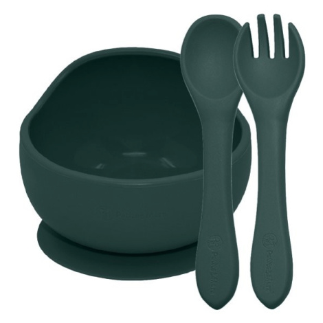 Petite&Mars Set jídelní silikonový TAKE&MATCH 2 ks miska + příbor Misty Green 6m+
