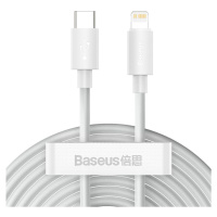 Baseus Simple Wisdom kabel USB-C na Lightning, PD, 20W, 1,5m (bílý) 2ks.