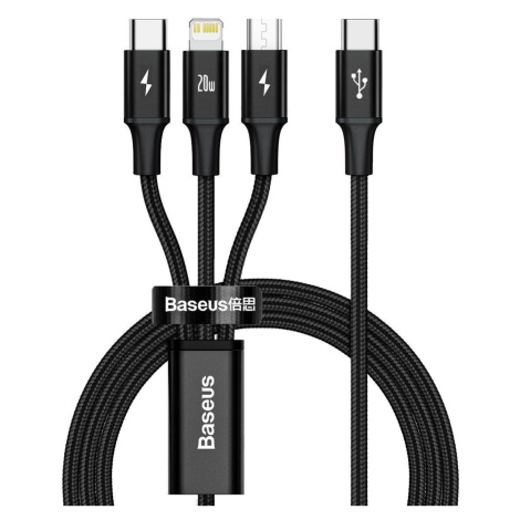 Kabel USB 3 v 1 Baseus Rapid Series, micro USB / Lightning / USB-C, 20 W, 1,5 m (černý)