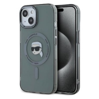 Karl Lagerfeld IML Karl Head Metal Frame MagSafe Zadní Kryt pro iPhone 15 Black