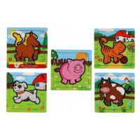 Mini puzzle Moje první zvířátka dřevěné 9 dílků 15x15x0,8cm (6 druhů)