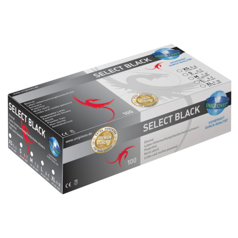 Latexové rukavice černé - Select Black 300, 100 ks Rozměr: S Unigloves