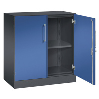 C+P Skříň s otočnými dveřmi ASISTO, výška 897 mm, šířka 800 mm, 1 police, černošedá/enciánová mo