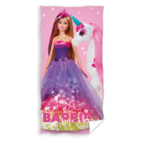 Carbotex Bavlněná froté osuška 70x140 cm - Barbie a Jednorožec