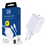 Hyper Charger Nabíječka do sítě 3MK Pd GaN 45W Usb C to C kabel White