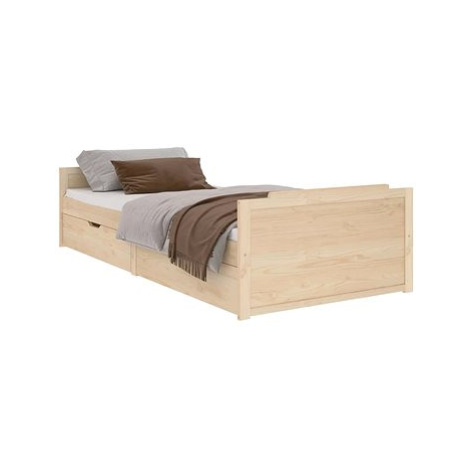 Rám postele se zásuvkami masivní borové dřevo 90 × 200 cm, 322159 SHUMEE