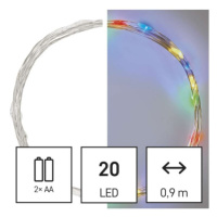 Vánoční osvětlení EMOS D3AM04 ZY1951 20LED nano řetěz stříbrný 1,9m 2xAA multicolor s časovačem