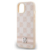 DKNY PU Leather Checkered Pattern and Stripe kryt iPhone 14 růžový