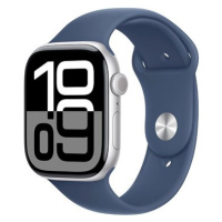 Apple Watch Series 10 42mm Cellular Stříbrný hliník s denimovým sportovním řemínkem - S/M