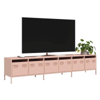 vidaXL TV skříňka růžová 202 x 39 x 43,5 cm ocel válcovaná za studena