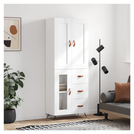 vidaXL Skříň highboard lesklá bílá 69,5 x 34 x 180 cm kompozitní dřevo