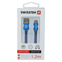 Datový kabel Swissten Textile USB/MicroUSB, 1,2m, modrý