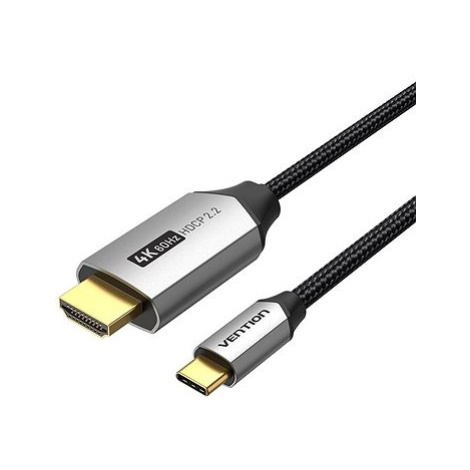 Vention Cotton Braided USB-C to HDMI Cable 2m Black Aluminum Alloy Type