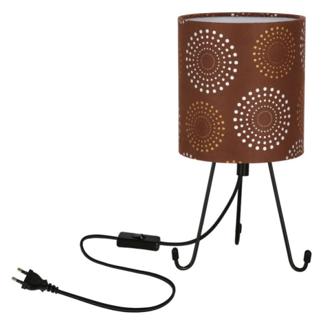 Stolní lampa Smally černá 1x40 E14 stínidlo Emili hnědá CANDELLUX