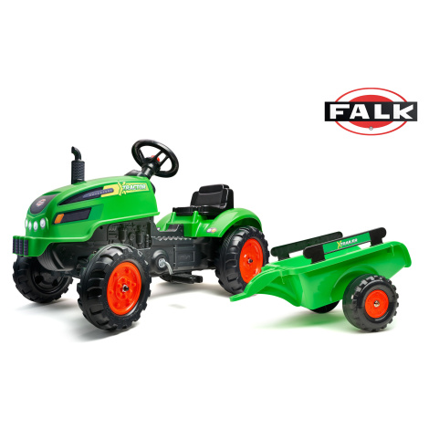 Šlapací traktor s vlečnou a otevírací kapotou zelený Falk