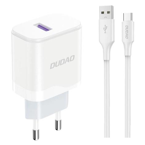 Dudao A20EU USB-A 18W síťová nabíječka - bílá + kabel USB-A - USB-C