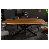Estila Industriální masivní jídelní stůl Mammut z akáciového dřeva hnědé barvy s černýma kovovým