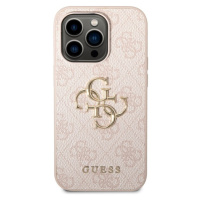 Guess PU 4G Metal Logo kryt iPhone 14 Pro růžový