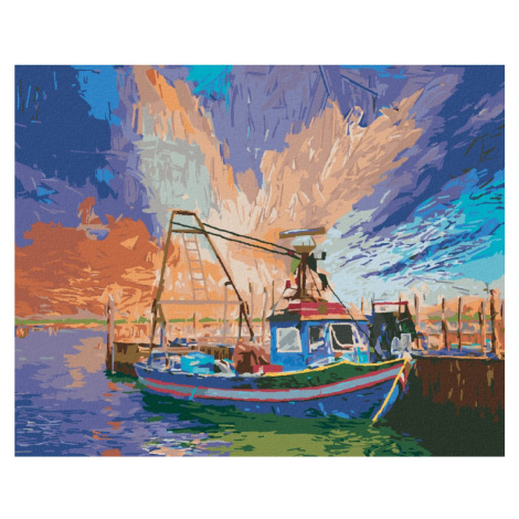 Malování podle čísel - ITALSKÁ RYBÁŘSKÁ LOĎ V ITÁLII Rozměr: 80x100 cm, Rámování: bez rámu a bez