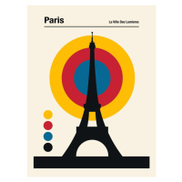 Ilustrace Paris Eiffel Tower Retro travel Print, Retrodrome, 30x40 cm