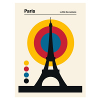 Ilustrace Paris Eiffel Tower Retro travel Print, Retrodrome, 30 × 40 cm