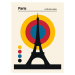 Ilustrace Paris Eiffel Tower Retro travel Print, Retrodrome, 30 × 40 cm