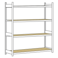 Širokorozpěťový regál, s dřevotřískovou deskou, výška 2500 mm SCHULTE
