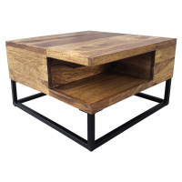 Estila Masivní čtvercový konferenční stolek Giant s úložným prostorem ze sheeshamového dřeva ve 