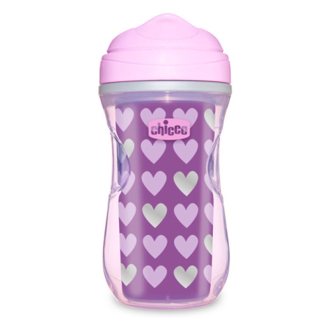 CHICCO - Hrneček Chicco Aktivní termo s hubičkou 200 ml, fialové srdíčka 14m+