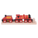 Bigjigs Rail Dřevěná červená lokomotiva s tendrem + 3 koleje