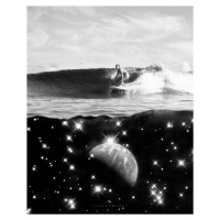 Ilustrace Space under water, spacerocket art, (30 x 40 cm)