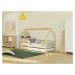 Benlemi Dětská dřevěná postel domeček SAFE 3v1 se zábranou a přistýlkou Zvolte barvu: Nelakovaná