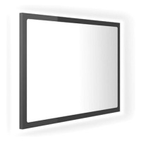 Shumee LED koupelnové zrcadlo šedé vysoký lesk 60 × 8,5 × 37cm dřevotříska