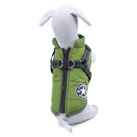 Vsepropejska Achar zimní bunda pro psa s postrojem Barva: Zelená, Délka zad (cm): 26, Obvod hrud