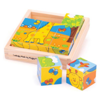 Bigjigs Toys Obrázkové kostky kubusy Safari 9 kostek