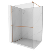 MEXEN/S Kioto+ Sprchová zástěna s poličkou WALK-IN 80 x 200, transparent, měď kartáčovaná 800-08
