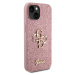 Guess PU Fixed Glitter 4G Metal Logo kryt iPhone 13 růžový