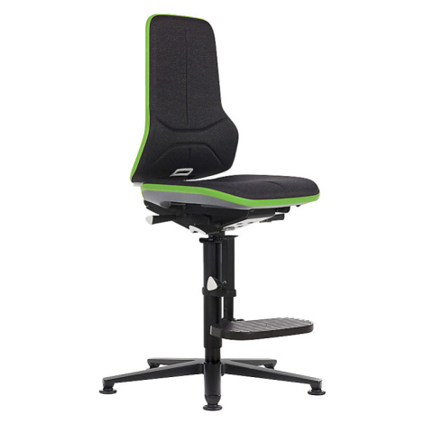 bimos Pracovní otočná židle NEON, patky, stupínek pro nohy, synchronní mechanika, látka, zelený 