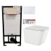 DEANTE Podomítkový rám, pro závěsné WC mísy + SLIM tlačítko bílé + WC INVENA PAROS + SEDÁTKO CST