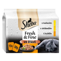 Sheba Fresh & Fine kapsičky pro dospělé kočky: drůbeží výběr ve šťávě 15 × 50 g