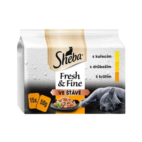 Sheba Fresh & Fine kapsičky pro dospělé kočky: drůbeží výběr ve šťávě 15 × 50 g