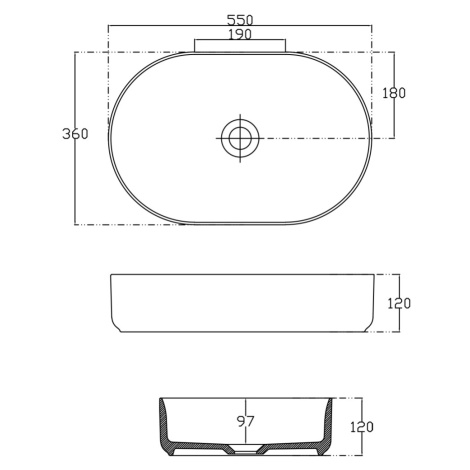 ISVEA INFINITY OVAL keramické umyvadlo na desku, 55x36cm, antracit 10NF65055-2C