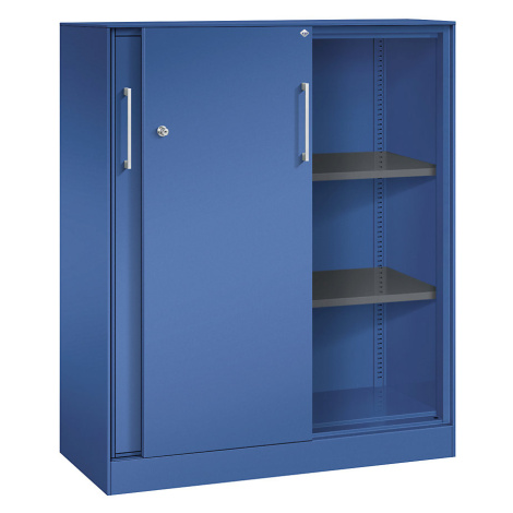 C+P Skříň s posuvnými dveřmi ASISTO, výška 1292 mm, šířka 1000 mm, enciánová modrá/enciánová mod