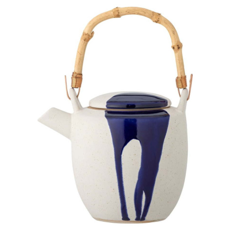Bílo-modrá konvice na čaj z kameniny 930 ml Okayama – Bloomingville