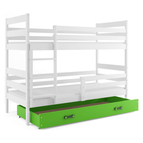 BMS Dětská patrová postel ERYK | bílá Barva: bílá / zelená, Rozměr: 190 x 80 cm