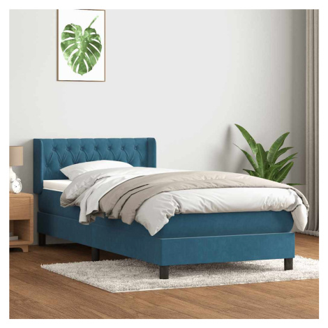 vidaXL Box spring postel s matrací tmavě modrá 100x210 cm samet