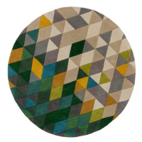 Flair Rugs koberce Ručně všívaný kusový koberec Illusion Prism Green/Multi kruh - 160x160 (průmě