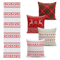 Sada 4 vánočních povlaků na polštář a běhounu na stůl Minimalist Cushion Covers Nordic Knit