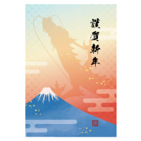 Ilustrace New Year's card template of Mt., tukinoto, 26.7 × 40 cm